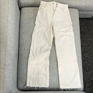 Zara Cream Wide-Leg Jeans